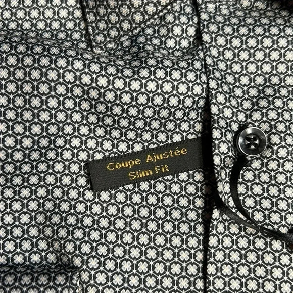AKA Men shirt,Medium,NWT,slim fit,career , event ,super  silky ,black print,gift - Picture 4 of 8